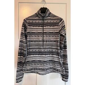 Nike Pro Dri Fit Womens long sleeve 1/2 Zip Size Medium Black White Print Jacket
